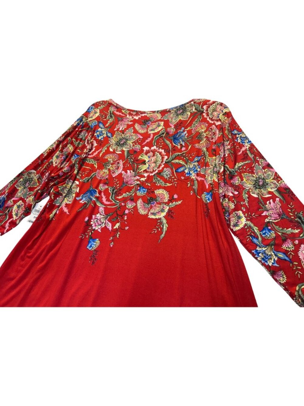 JM Collection Womens Size 3X Red Floral Print Tunic Top 3/4 Sleeve - Picture 3 of 9